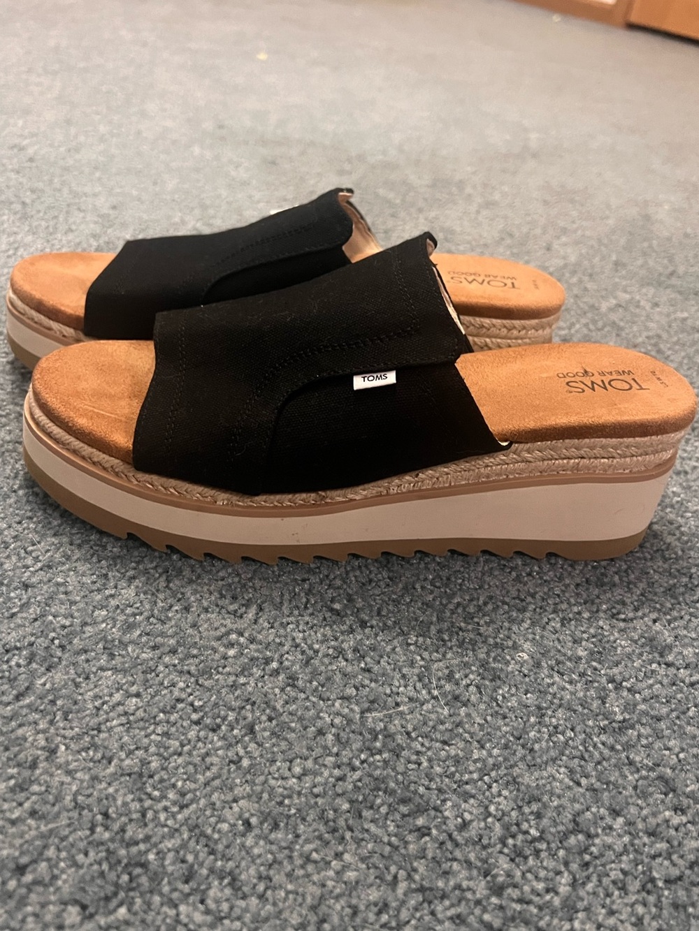 TOMS Black Slip-On Platform Mule Sandals